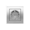Розетка с заземлением, защитными шторками UNIVersal Бриллиант, цвет серебро фото 1
