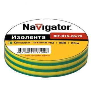 71108 Изолента Navigator NIT-B15-20/YG жёлто-зелёная