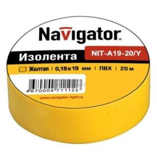 71112 Изолента Navigator NIT-A19-20/Y жёлтая
