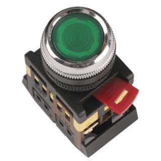 Кнопка ABLFS-22 зеленый d22мм неон/240В 1з+1р ИЭК