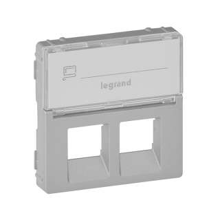 Legrand 755482 Лицевая панель двойной RJ11, RJ45 розетки с держателем маркировки Valena Life алюминий