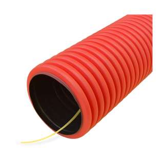 Труба гофрированная двустенная ПЭ гибкая тип 450 (SN20) с/з красная д63 (100м/уп) Промрукав