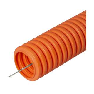 Труба гофрированная ПНД тяжёлая 750 Н безгалогенная (HF) оранжевая с/з д16 (100м/5500м уп/пал) Промрукав