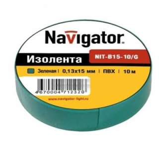 71232 Изолента Navigator NIT-B15-10/G зелёная