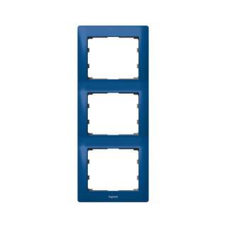 Legrand 771917 Рамка вертикальная 3 поста синий