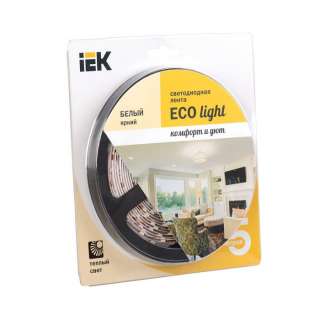 Лента LED 5м блистер LSR-3528WW120-9.6-IP20-12V теплый белый цвет ИЭК-eco