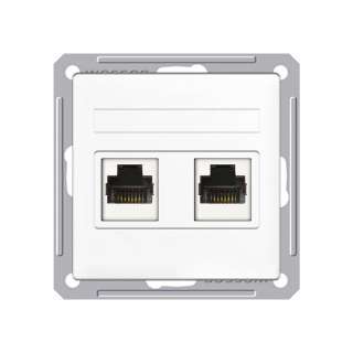 Механизм двойной компьютерной розетки RJ45 категории 5E Schneider Electric W59, цвет белый