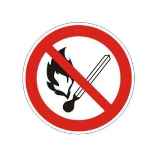 Самоклеящаяся этикетка: Ф180мм Запрещается пользоваться открытым огнем и курить ИЭК